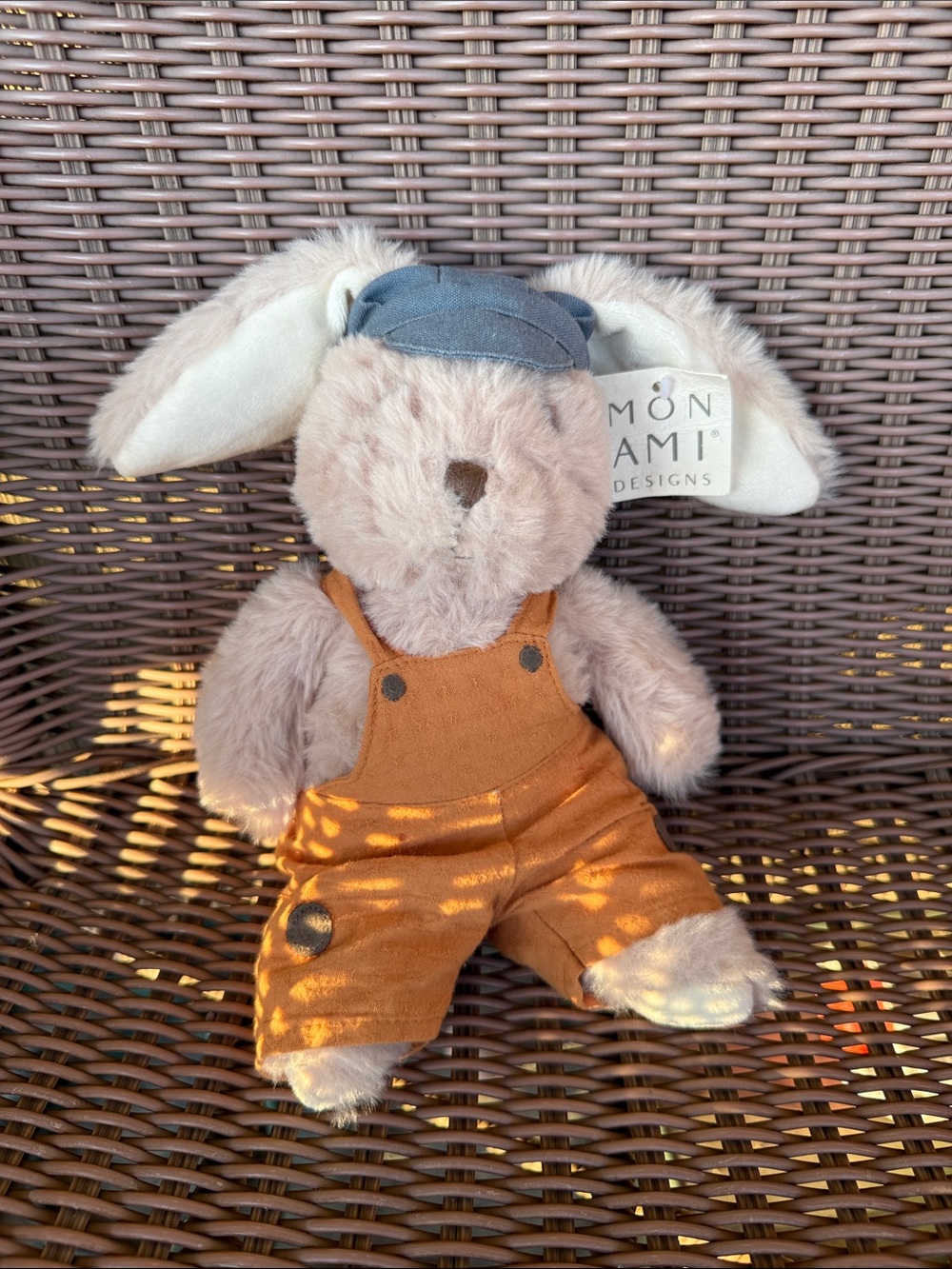 NWT Mon Ami Plush Toy Benjamin Bunny in Light Brown with Tan Overalls